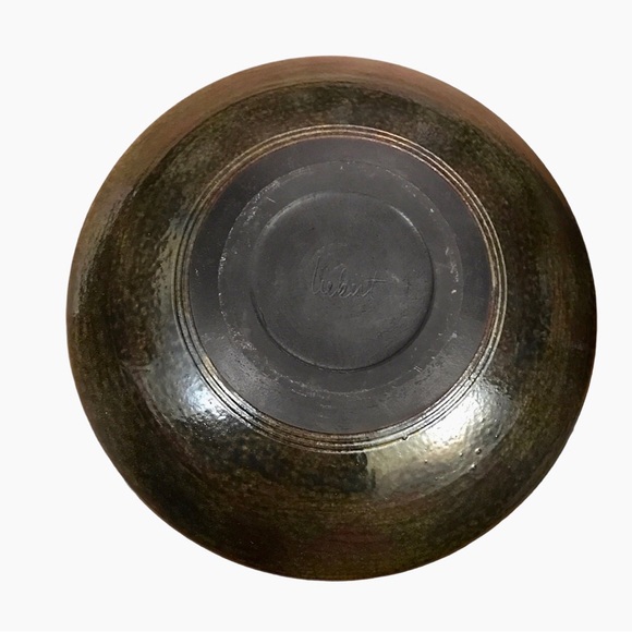 Gay Liebert Studio Art Pottery Raku Bowl 11.25" Copper Iridescent Signed - Picture 10 of 12